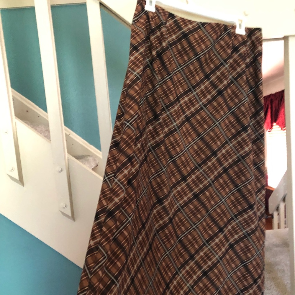 Brown Plaid maxi skirt